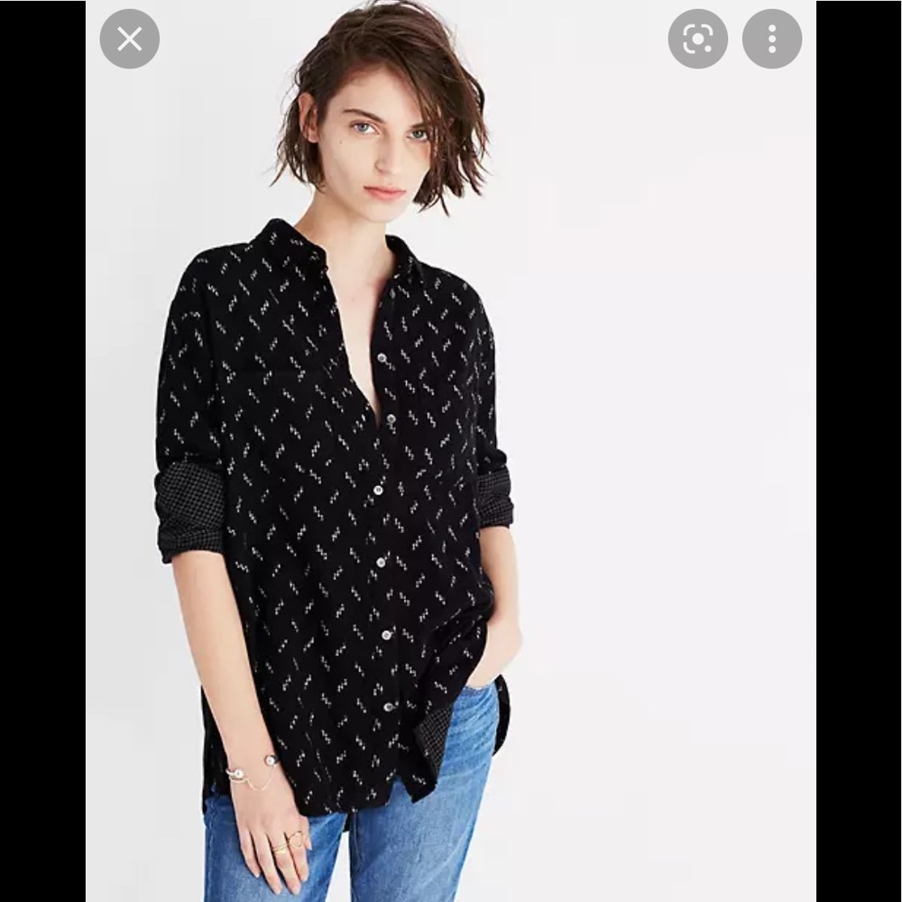 Madewell Oversized Ex-Boyfriend Shirt in Zigzag Ikat S